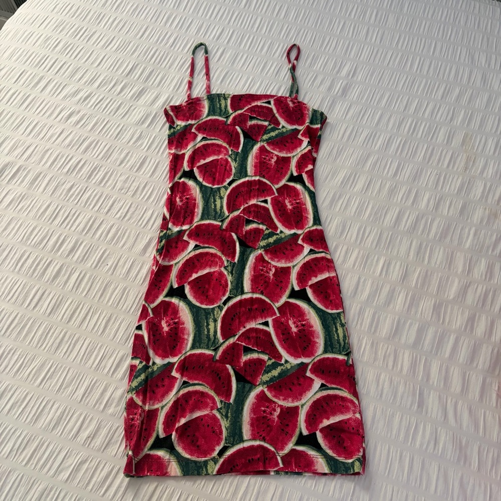 Watermelon Print Fitted Dress